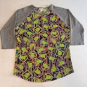 Disney X LuLaRoe Shirt Womens Large Kermit the Frog Baseball Tee Gray Sleeves